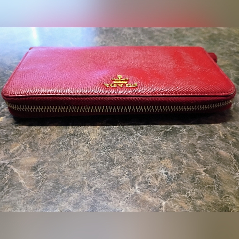 Prada Saffiano Leather Red Zip Long Wallet! EUC – The Ultimate Power Wallet! - Picture 6 of 9